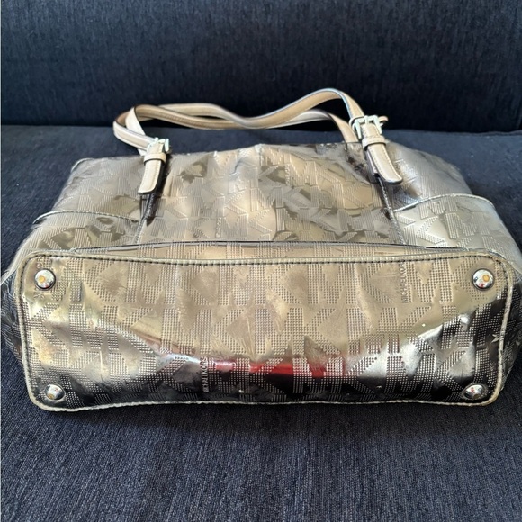 Michael Kors Bag Womens Signature Jet Set Sliver Monogram Shoulder Logo Tote - Picture 9 of 9